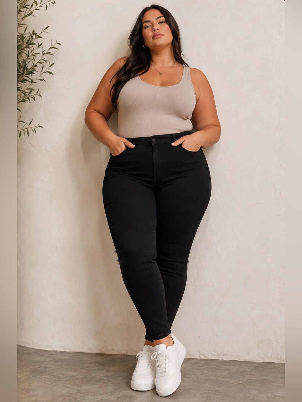 Good American x Calik NWT Always Fits Petite Black Skinny Jeans Plus Size